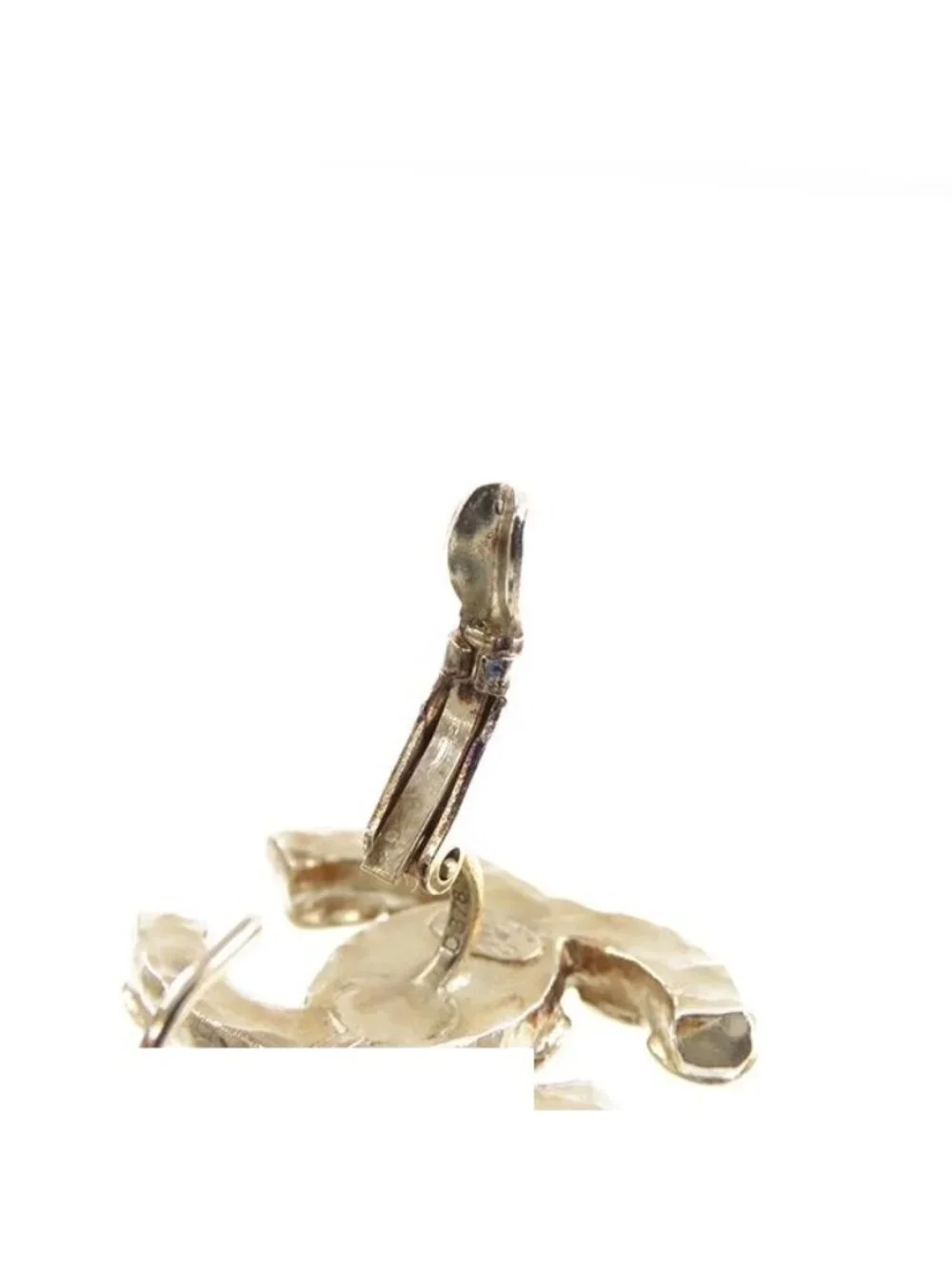 Chanel CC Logo Hook Earrings Gold Metal Rhinestone Color Stone 18